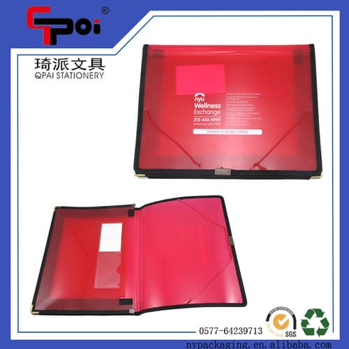 Stationery Translucent PP Customized File Case With Elastic